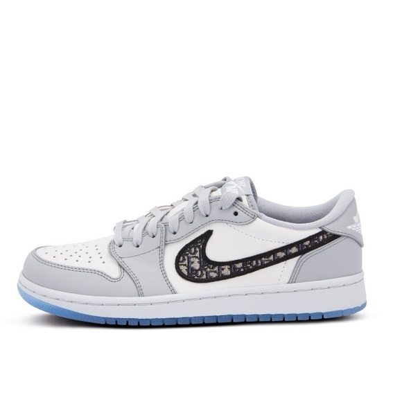EUC Men’s Size 8 (Euro Sz 41) Dior X Air Jordan 1 Low Sneakers Grey/Black-Sail - Picture 1 of 17